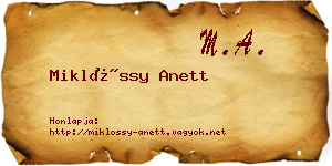 Miklóssy Anett névjegykártya